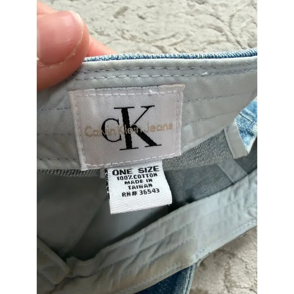Vintage Calvin Klein Jeans Light Wash Denim CK Logo Dad Cap Y2K